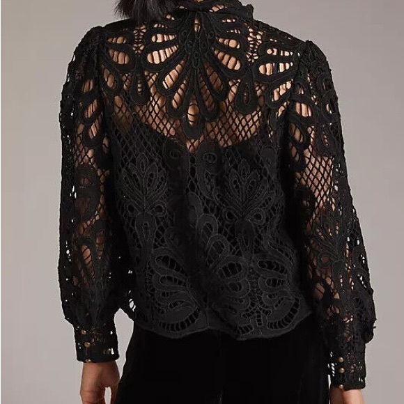 Anthropologie Black Lace Blouse - Picture 2 of 6